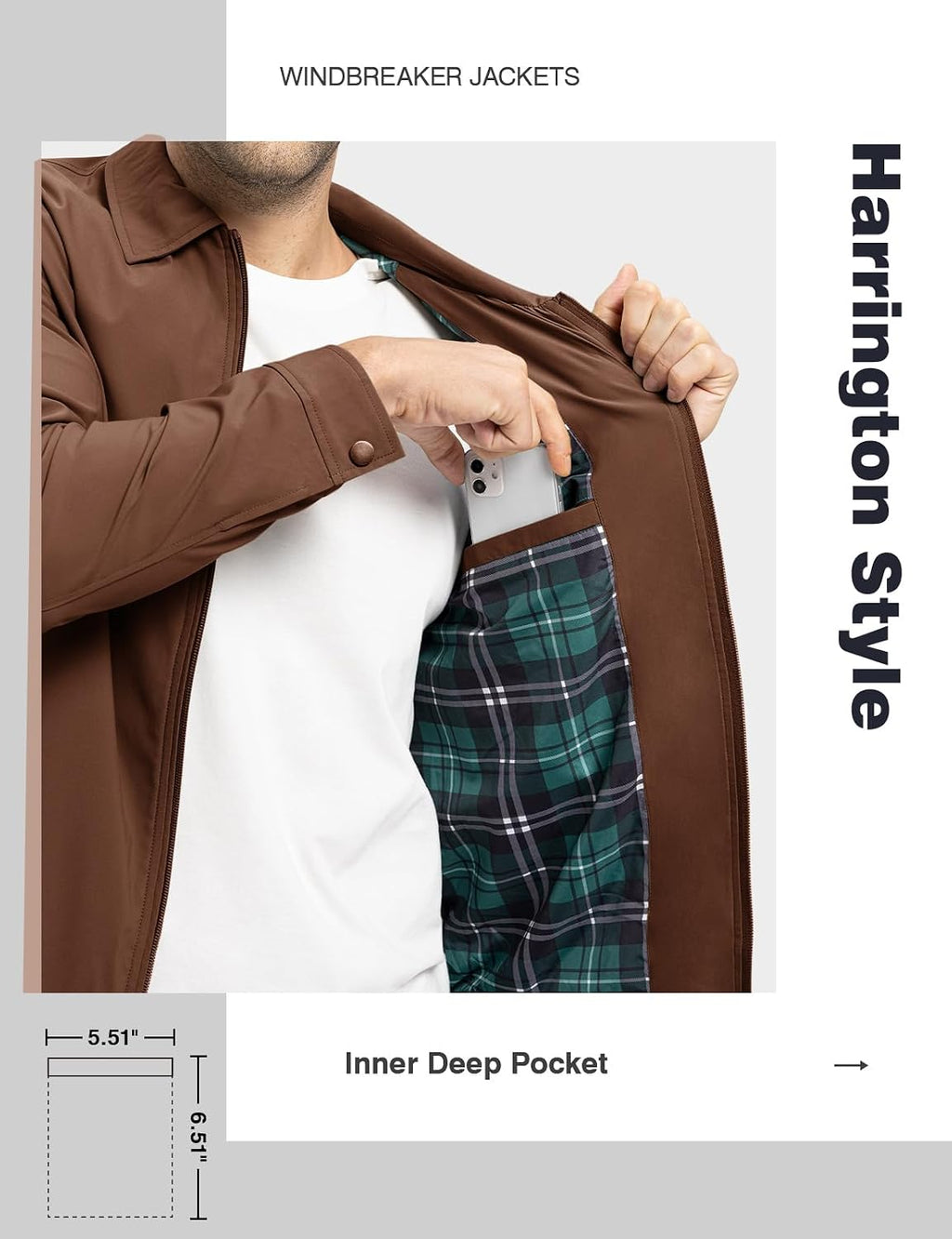 TBMPOY Mens Lightweight Jackets Light Windbreaker Full Zip Casual Work Jacket Golf Business Fall Track Coat with Pockets