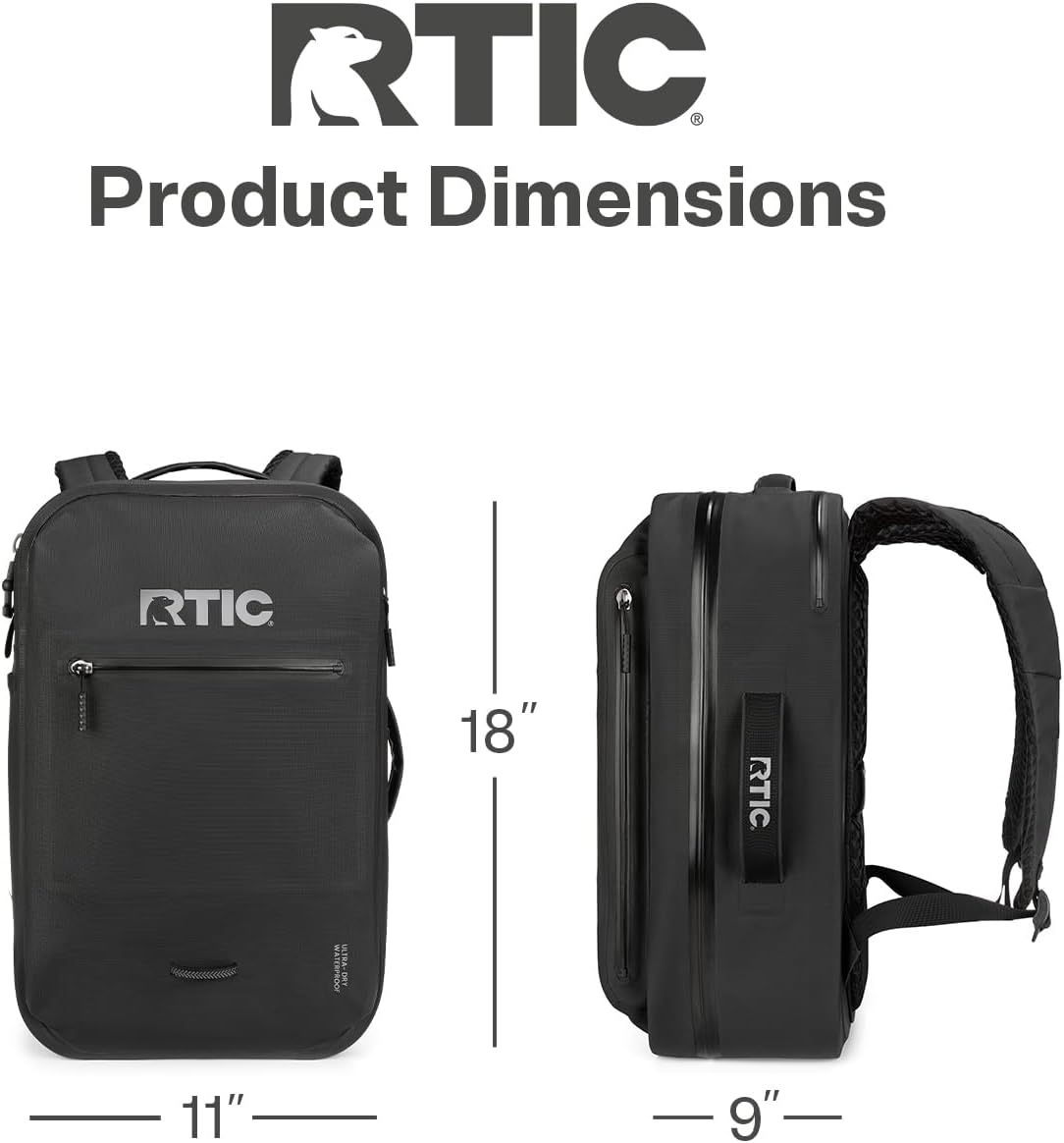 RTIC Ultra Dry Backpack Waterproof 26 L, Black & Graphite