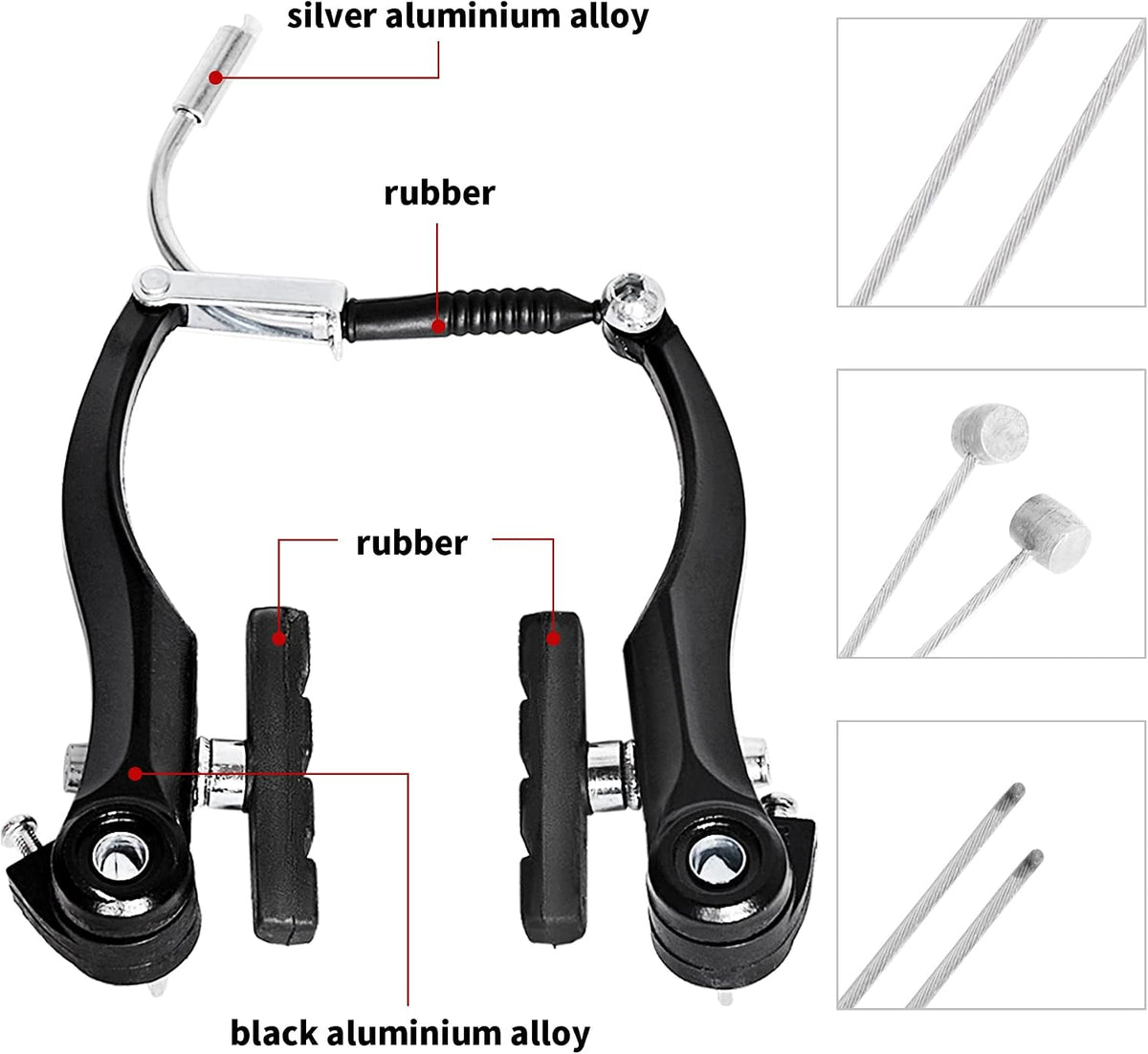 Gashwer V-Type Bike Brakes Set, Complete Universal Bike Front and Rear MTB Bicycle Brake, Inner and Outer Callipers Cables Lever Kit with Multi-Tool Wrenches Black