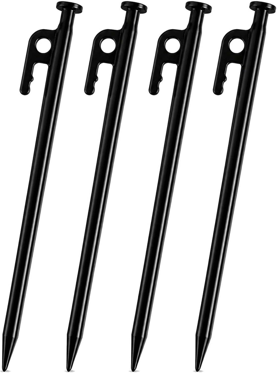 16 Inch Heavy Duty Steel Tent Stakes, 2 Pack Ground Anchors, Black