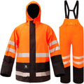 RainRider Rain Suits Waterproof for Men Women Heavy Duty Rain Gear Reflective Jacket Bib Pants 3 Pieces Rainwear