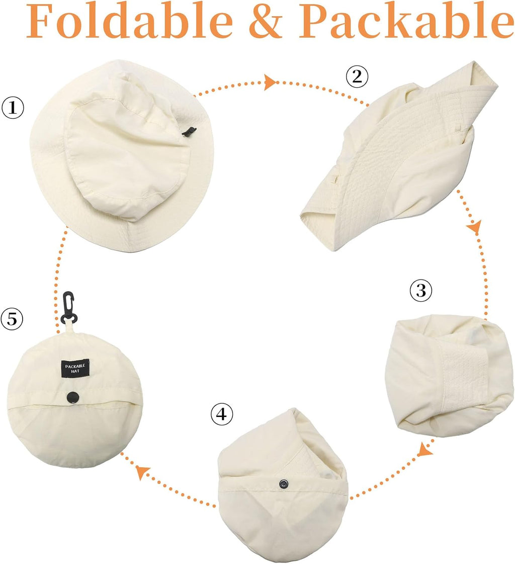 NPJY Packable Sun Bucket Hat for Women Outdoor Waterproof Rain Hat