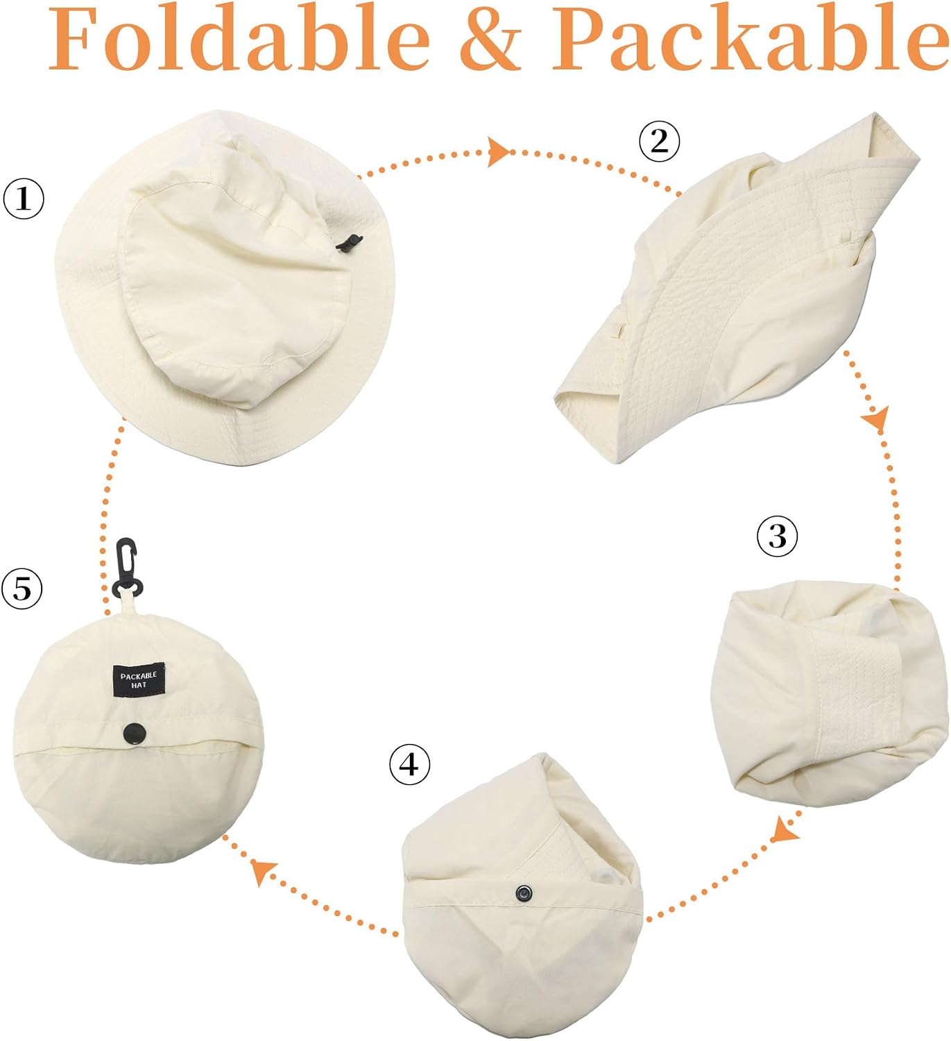 NPJY Packable Sun Bucket Hat for Women Outdoor Waterproof Rain Hat