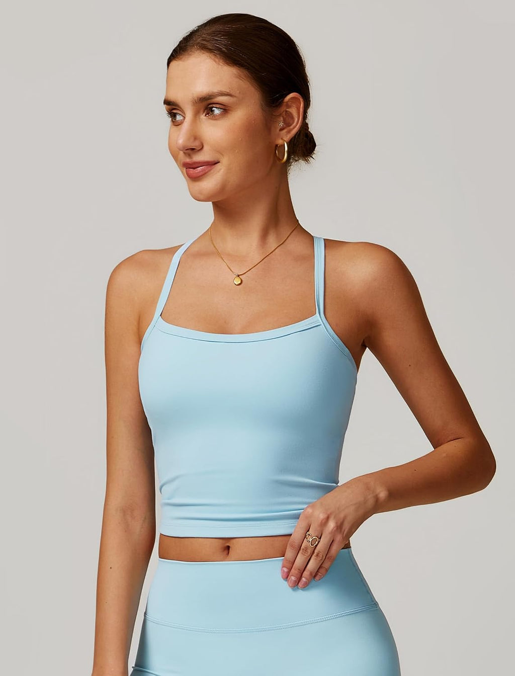 QBGJTD Workout Tank Tops Women Built in Bra Longline Sports Bras