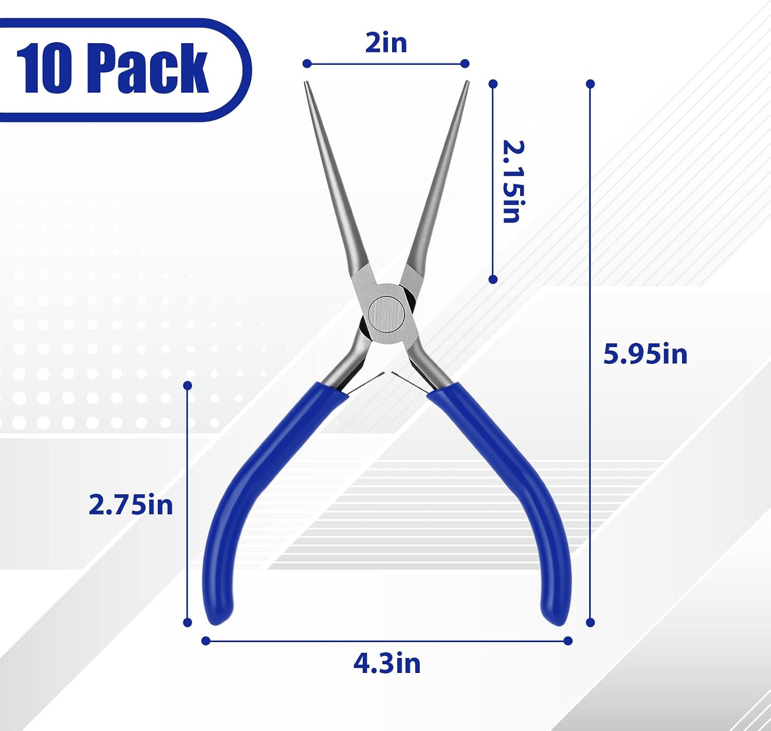 10 Pcs Mini Needle Nose Plier Bulk Jewelry 6 '', Blue