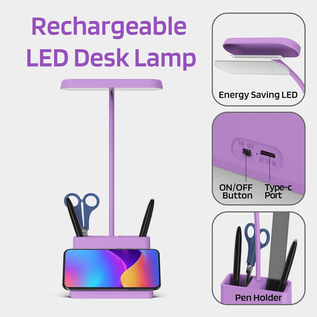 AXX Purple Desk Lamp, Cute Table Light for Home Office College Dorm