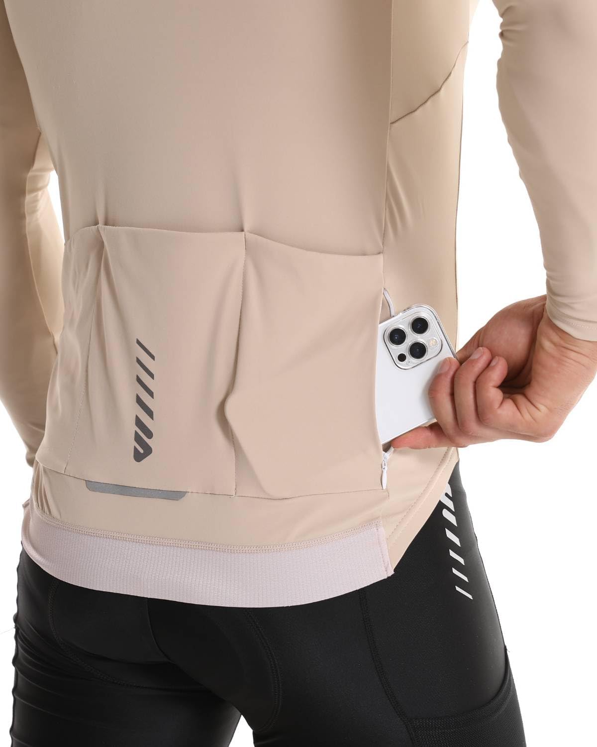 Wulibike Cycling Jersey Men Long Sleeve, Road Bike Jerseys Full Zipper with Pockets, Suitable for Spring and Autumn