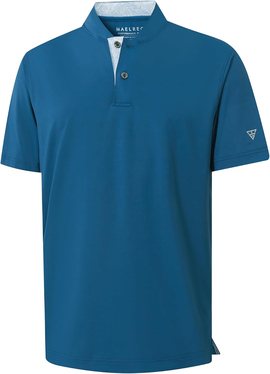 M MAELREG Mens Golf Shirts Collarless Performance Dry Fit Moisture Wicking Casual Solid Short Sleeve Henley Shirts for Men