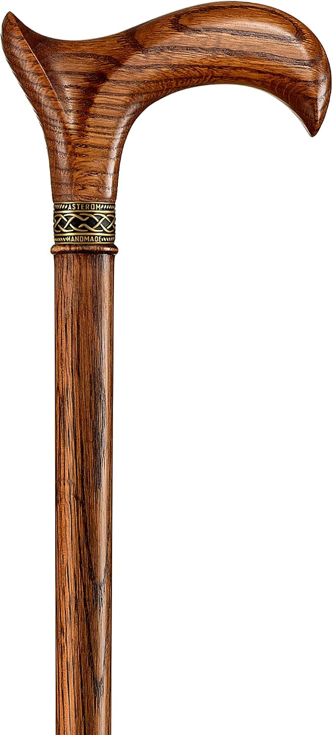 Asterom Handcrafted Walking Cane, Stylish Wooden Canes for Men, Oak Wood