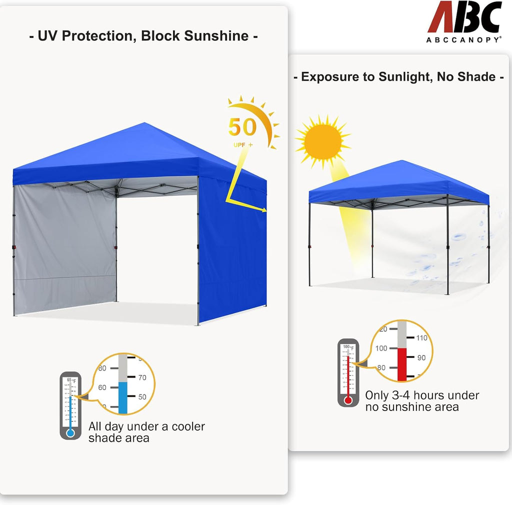 ABCCANOPY Easy Pop up Canopy Tent with 2 Sidewalls for Outdoor Sun Blocking or Rain Protection, 8x8, Royal Blue
