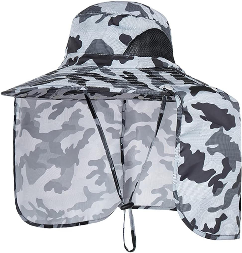Sun Blocker Hats Outdoor Sun Protection Fishing Cap with Neck Flap Large Brim Outdoor Hat