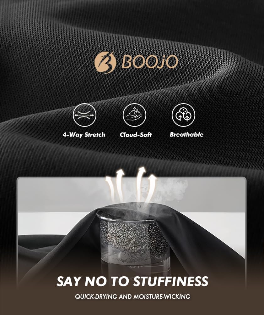 BOOJO 5 Pack Workout Shirts for Men-Quick Dry Black Gym Moisture Wicking Short Sleeve T-Shirts for Running Athletic Casual