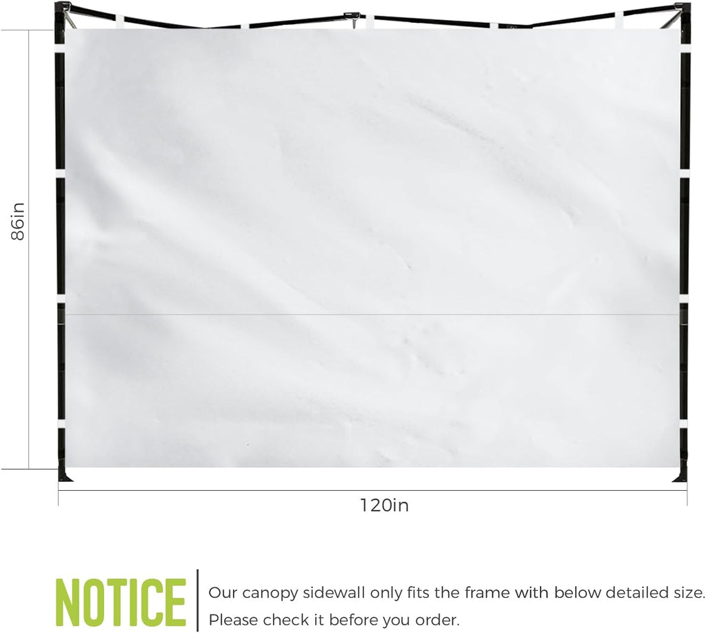 Instant Canopy Sidewalls for Pop Up Canopy Tent, 300D Waterproof Material for Outdoor Events, Vendor Booths, and Privacy (Sidewalls Only) (White, 10x10ft-3pcs)