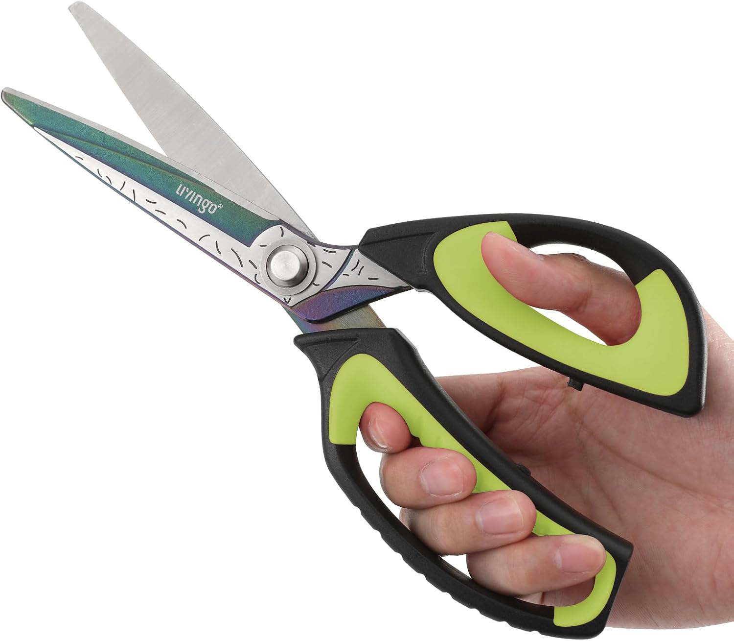 LIVINGO 10" Heavy Duty Multipurpose Shears for Shop & Garden (Green/Black)