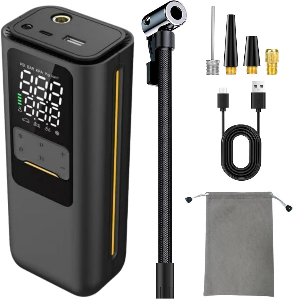 BL-01 Mini Cordless Tire Inflator, 120 PSI USB-C Rechargeable Brushless Air Pump with Digital Pressure Gauge and Auto Shut-Off for Bikes, Cars and Balls