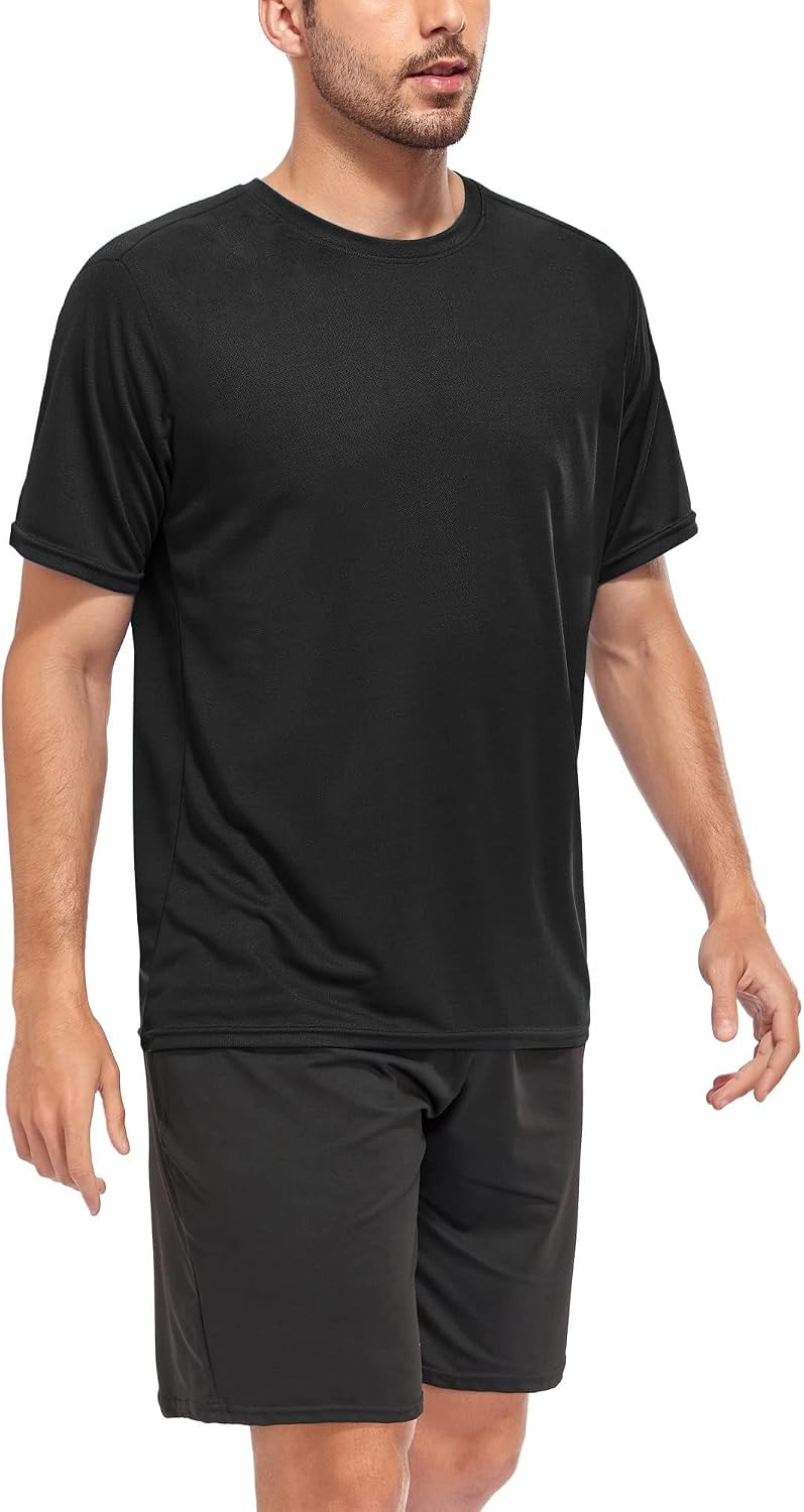 Kinglaman 1/4/5/6 Pack Men's Workout Gym Dry Fit Short Sleeve T Shirts