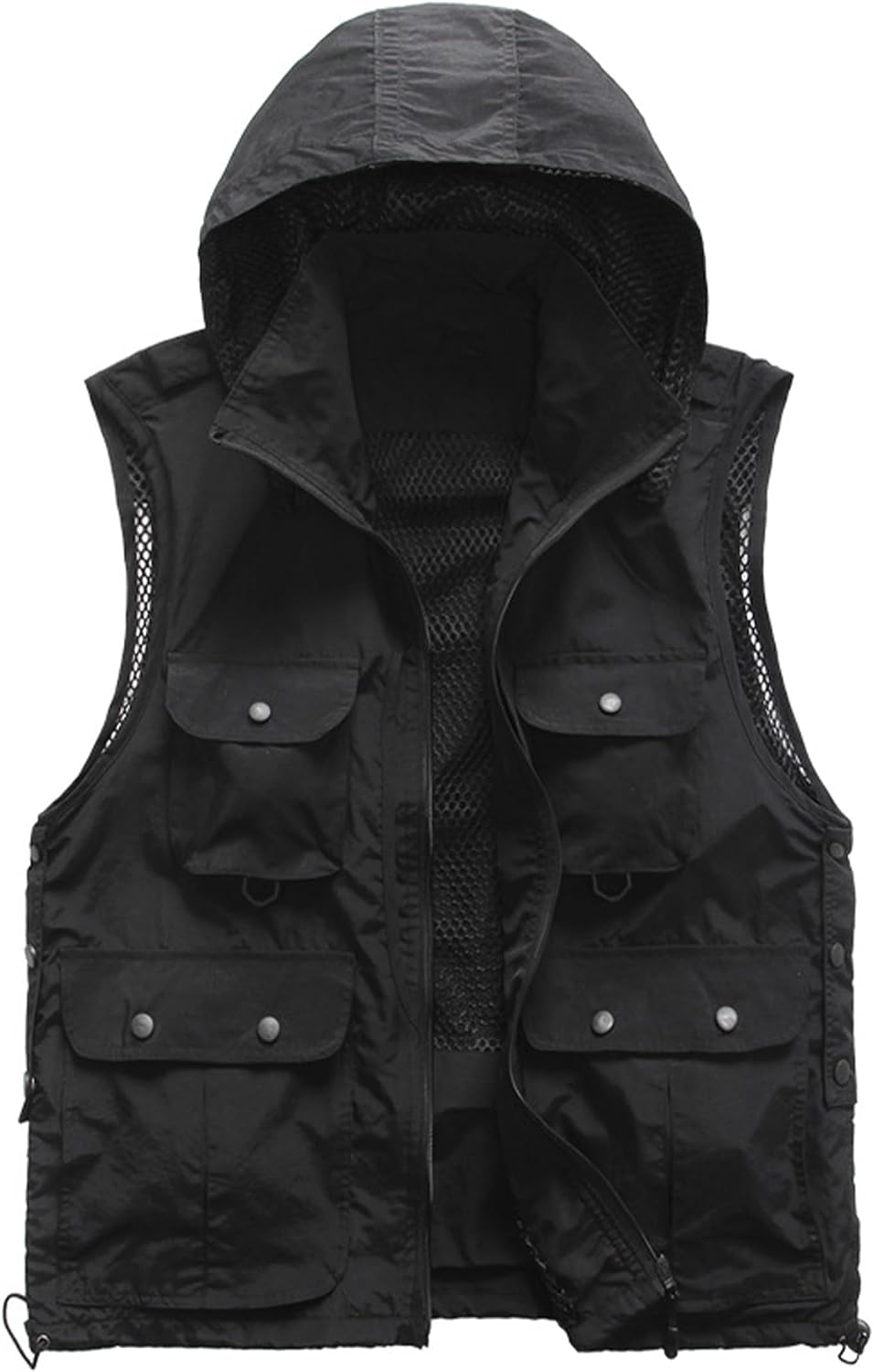 M2C Mens Hooded Mesh Multiple Pockets Traveling Vest