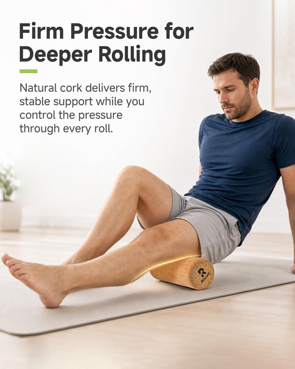 Rocalt Cork Roller, Firm Foam Roller Alternative for Massage, 12 x 4 in