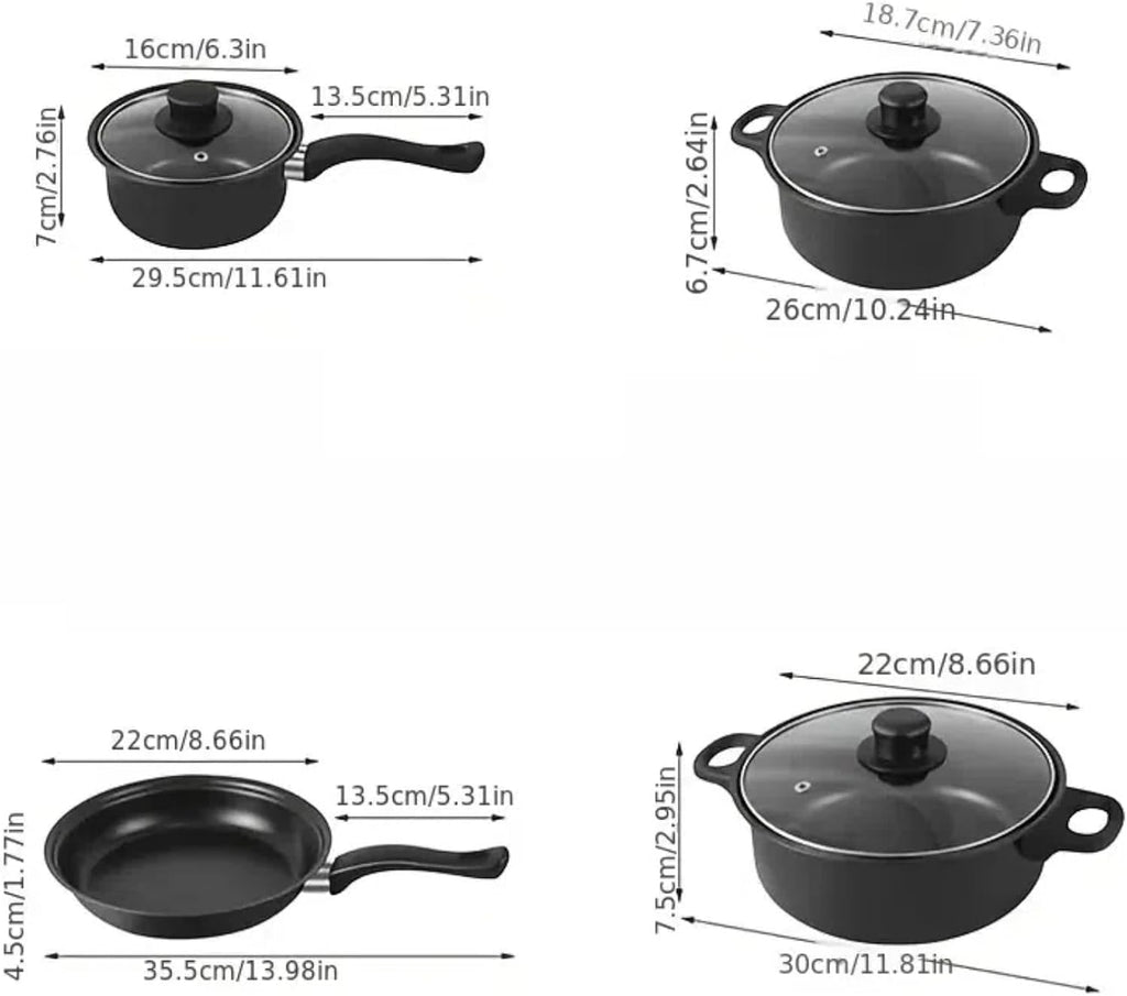 12-Piece Non-Stick Maifan Stone Cookware Sets with Pots, Pans & Lids Set
