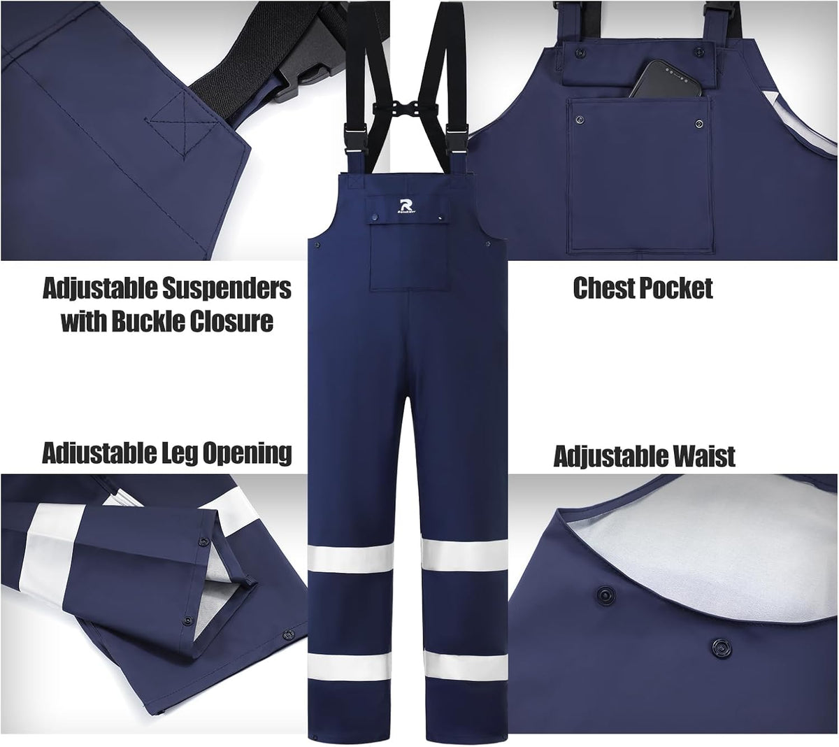 RainRider Rain Suits for Men Women Waterproof Reflective Rain Coat Bib Pants for Safety Heavy Duty Rain Gear Fishing