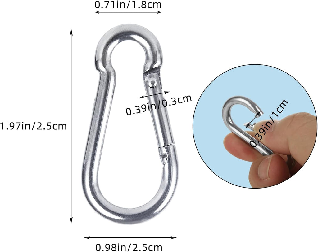 MIVIDE 100 Pack Spring Snap Carabiner, Small Carabiner Clip, M5 x 2 Inch Snap Hooks Heavy Duty Carabiner Clips Bulk Hook Keychain for Outdoor Camping, Hiking, Traveling, Backpack, Keychain, Dog Leash