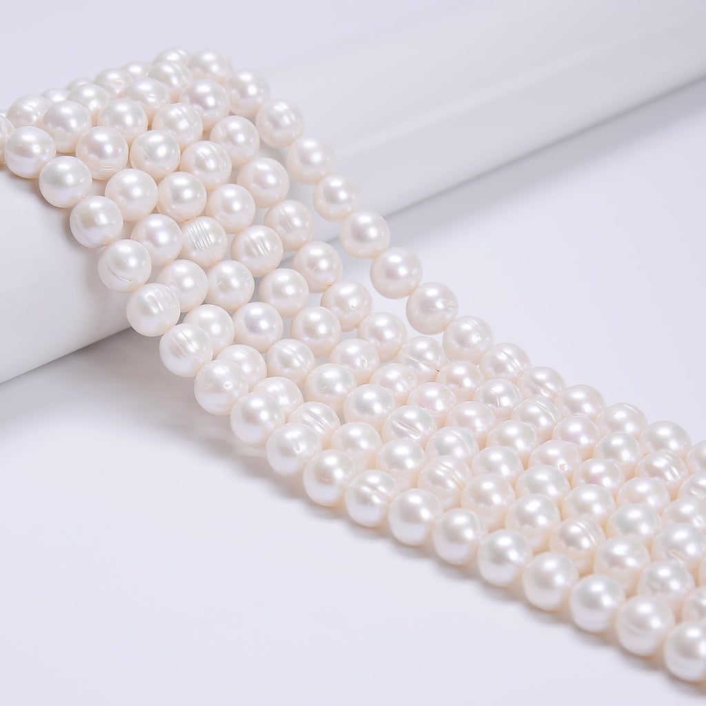 AD Beads Natural Freshwater White Pearl Round Beads 15" 4mm 6mm 8mm 9mm 10mm 11mm 12mm (10-11mm)