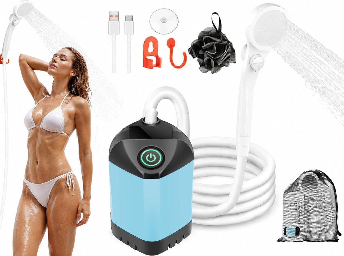 Portable Shower for Camping, 7800mAh Rechargeable Camping Shower Pump