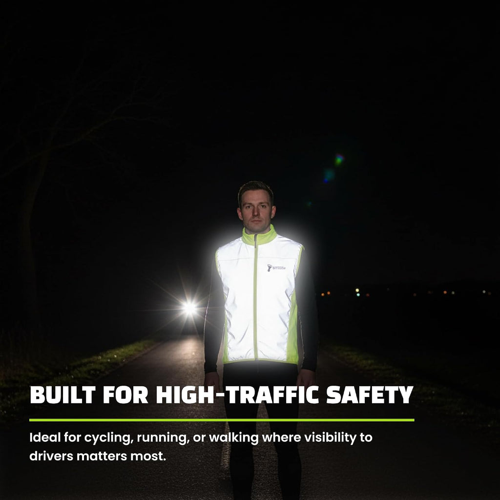 ReflecToes Reflective Bike Vest for Night Visibility – Hi Vis Running & Cycling Gilet – Lightweight, Breathable Outer Layer