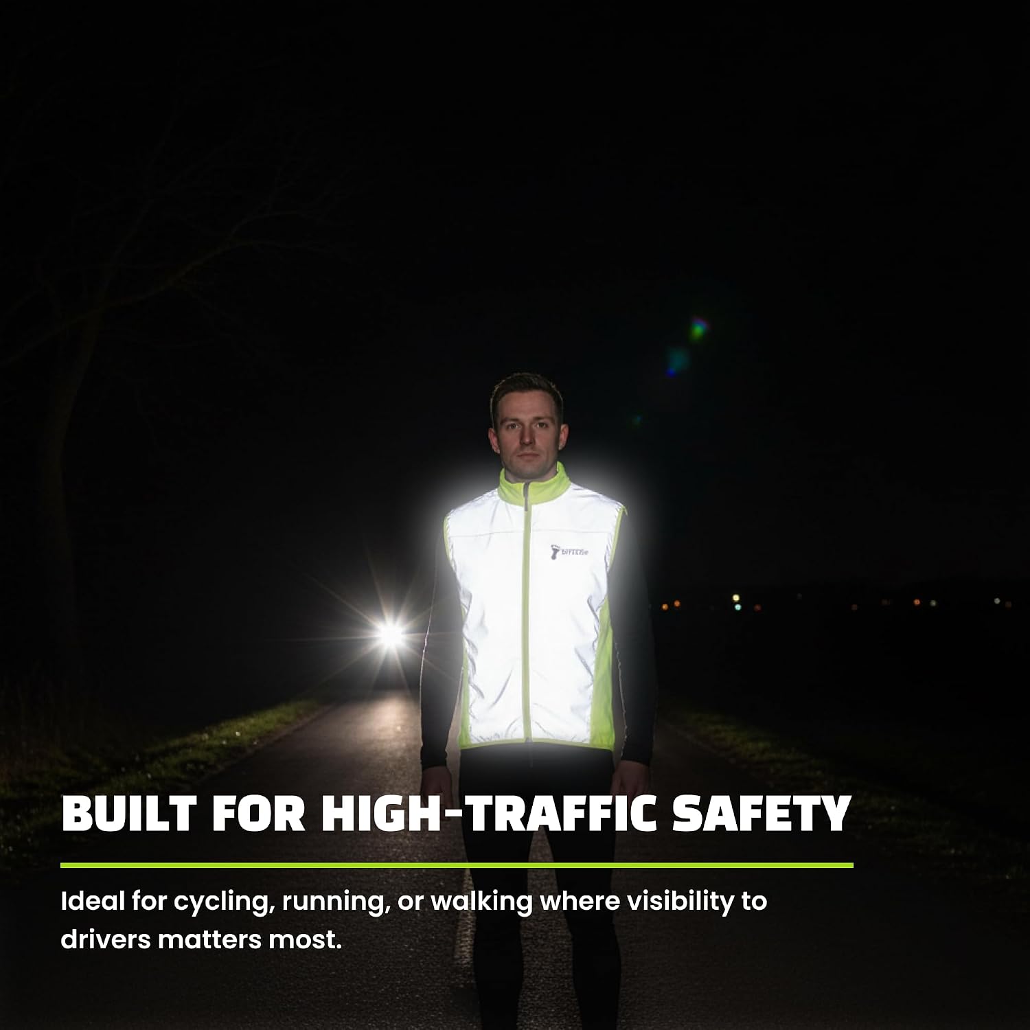 ReflecToes Reflective Bike Vest for Night Visibility – Hi Vis Running & Cycling Gilet – Lightweight, Breathable Outer Layer
