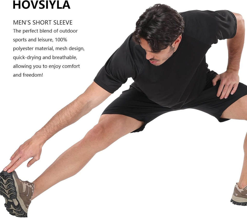 HovSiyla 1/5 Pack Running Shirts Men Sport Tops Dry Fit Gym Wicking Athletic T Shirts Breathable Cool Workout Shirts