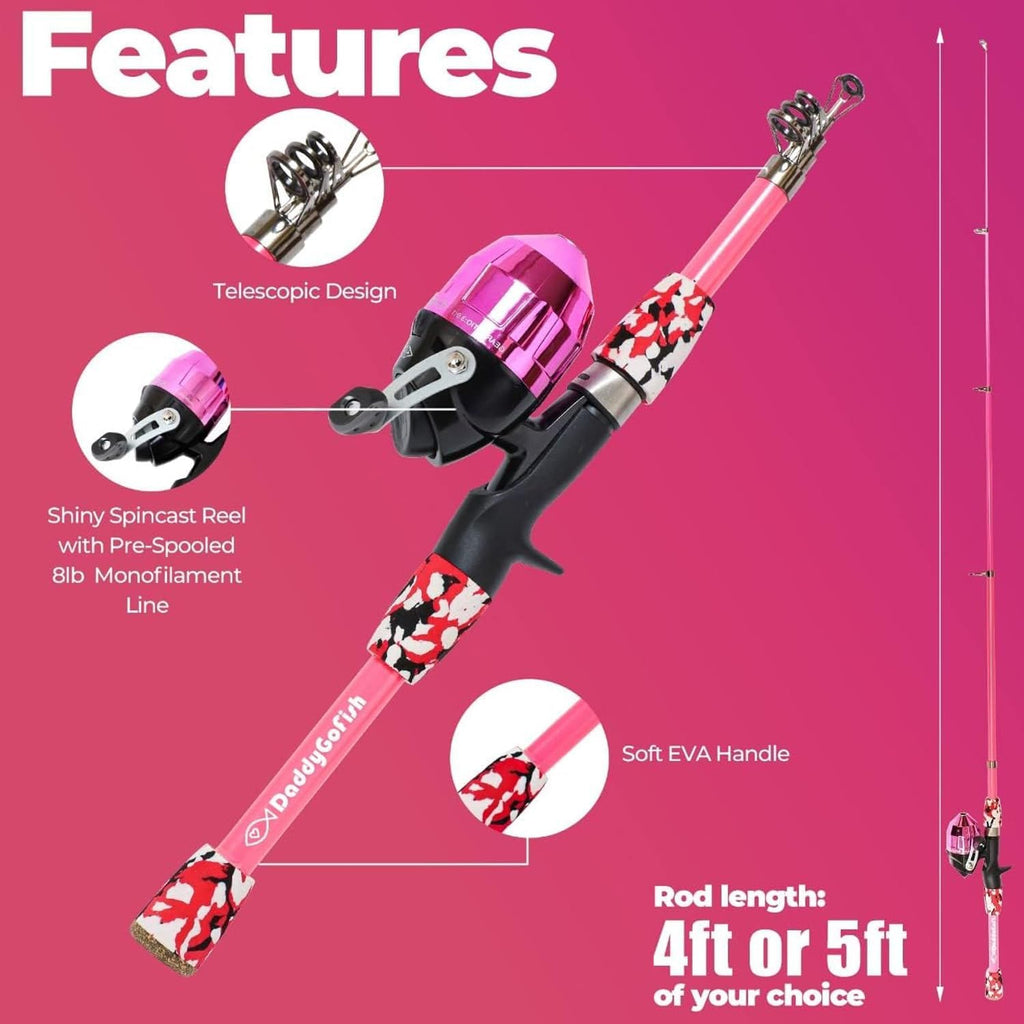 Kids Fishing Pole for Boys, Girls & Youth Age, Toddler Fishing Pole Set Kit