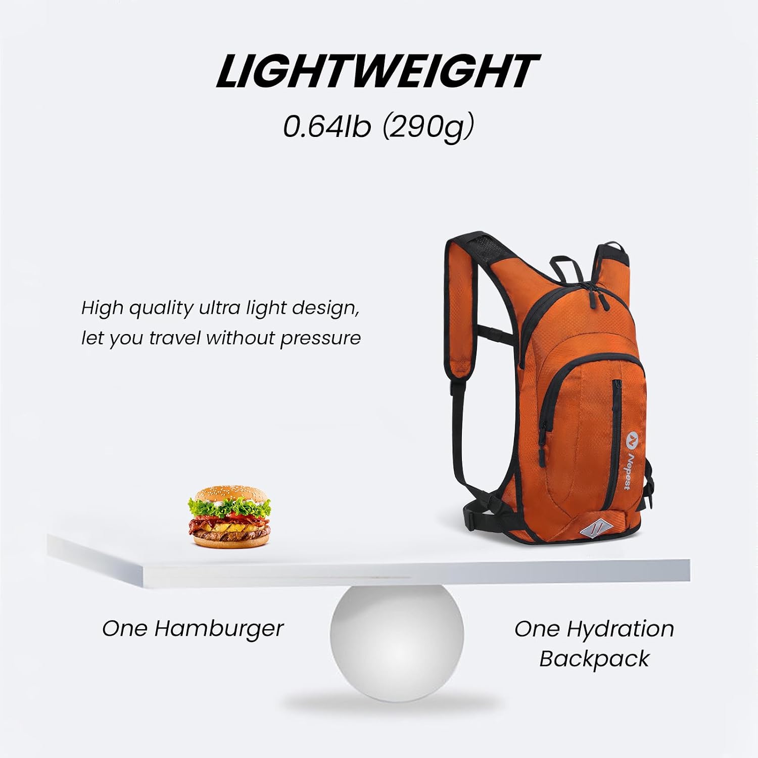 Nepest Hydration Pack Backpack with 2L Water Bladder Reflective Lightweight