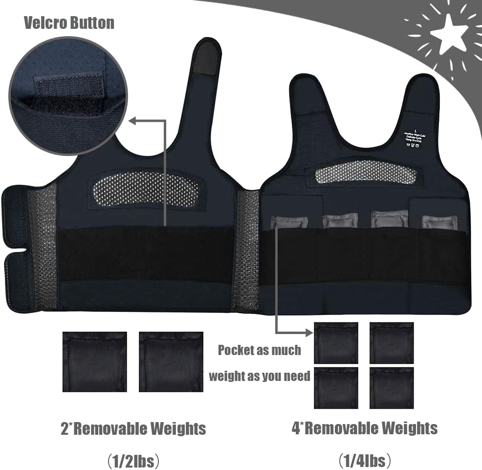 Weighted Vest for Kids Including 6 Removable Weights, (Small, Ages 2 to 5)