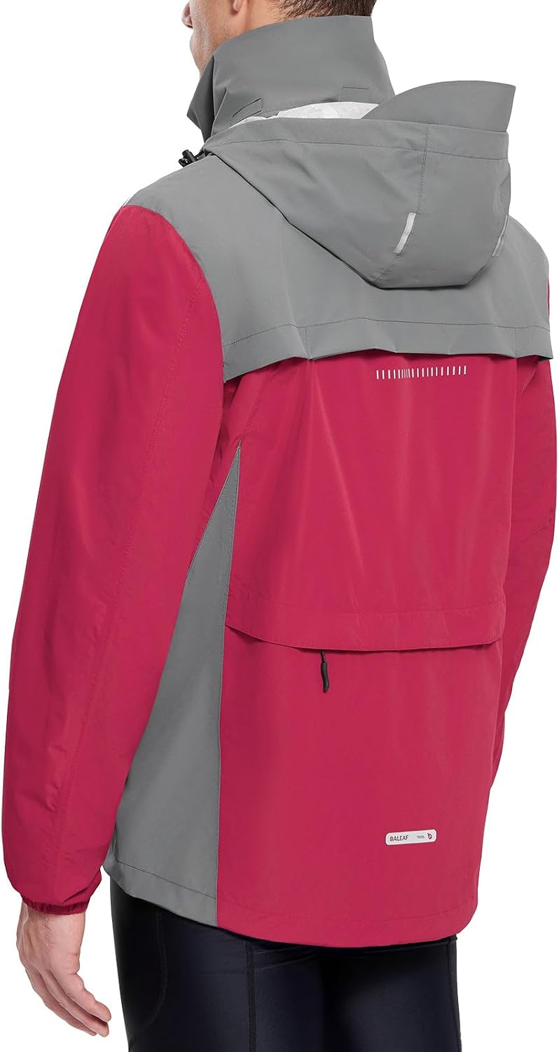 baleaf Men's Rain Jacket Waterproof Hood Lightweight Reflective Packable