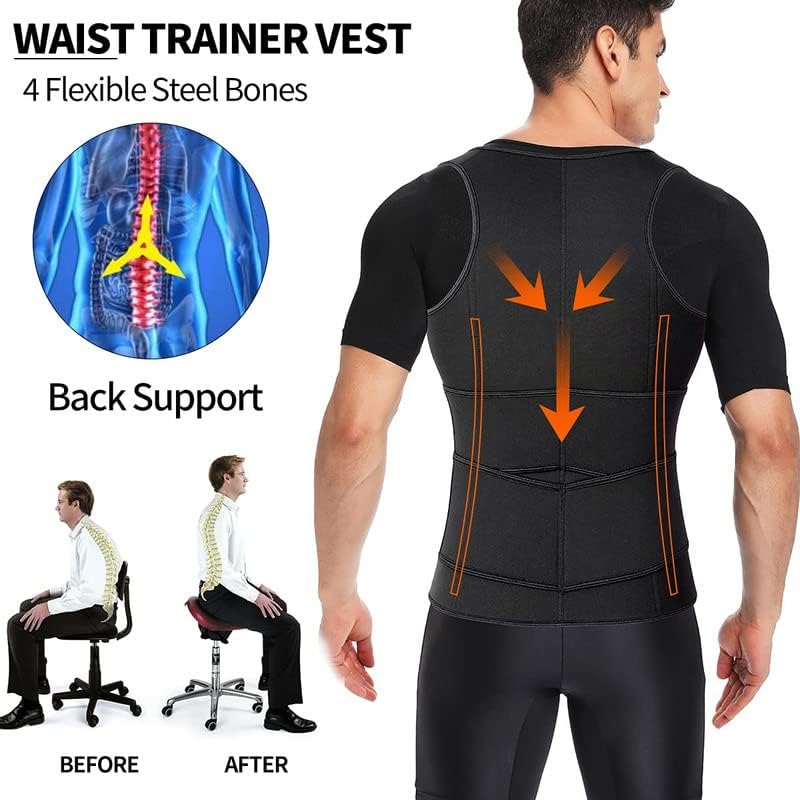 SHAPERIN Men Neoprene Sauna Zipper Waist Trainer Vest Tank Top Trimmer Body Shaper