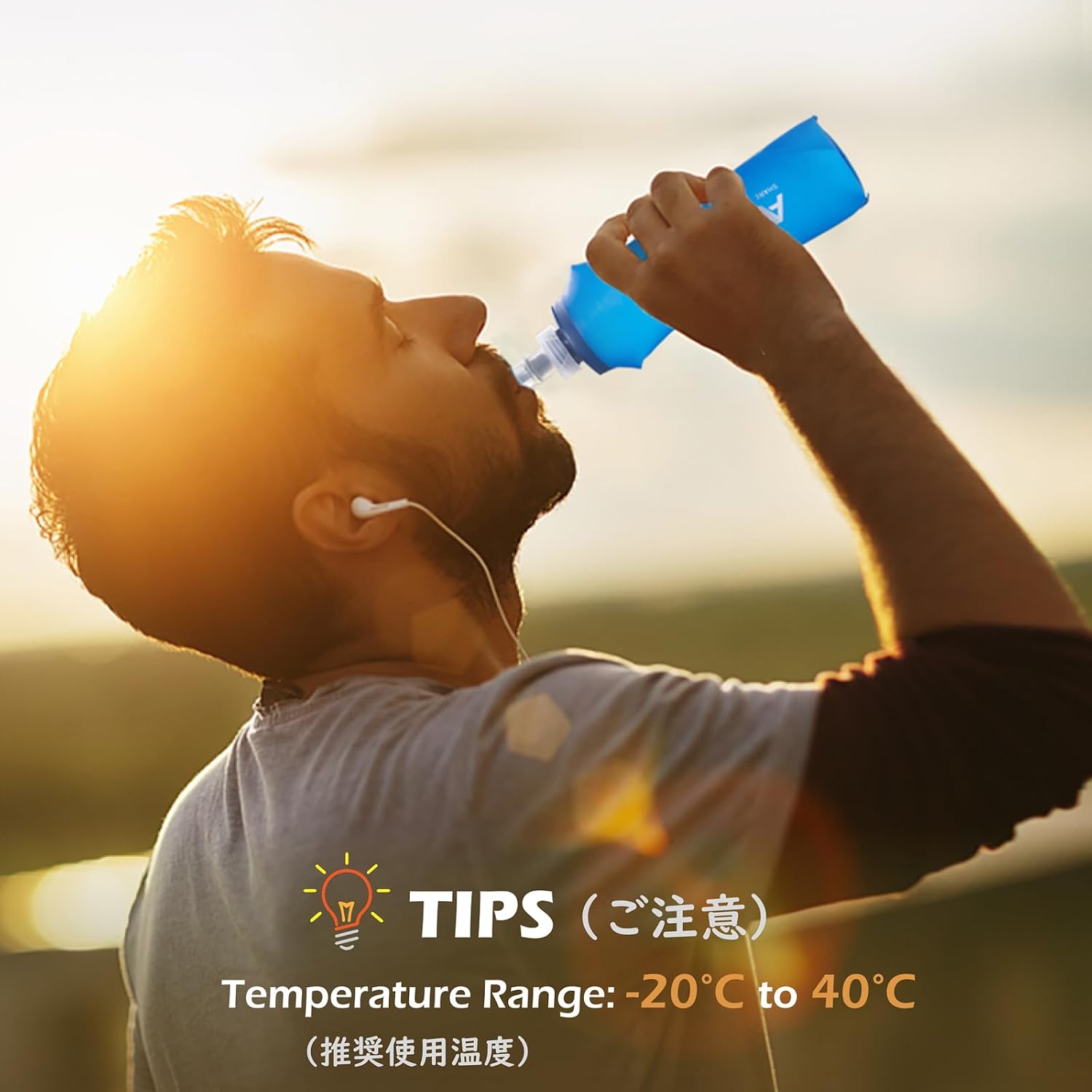TRIWONDER Collapsible Water Bottles TPU Soft Flask Running Bottles BPA-Free Sports Flasks for Hiking Climbing Camping (500ml/16.91oz with Straws - Pack of 2)
