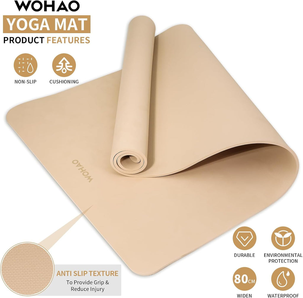 Extra Wide & Thick 8mm Yoga Mat, 72"x31.5"