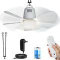 Battery Operated Outdoor Ceiling Fan, 20000mAh Portable Canopy Fan with Light, Remote & Hanging Hook, 3000k-6000k Dimmable Rechargeable Ceiling Fan for Tent, Gazebo, Patio, Camping (20'')
