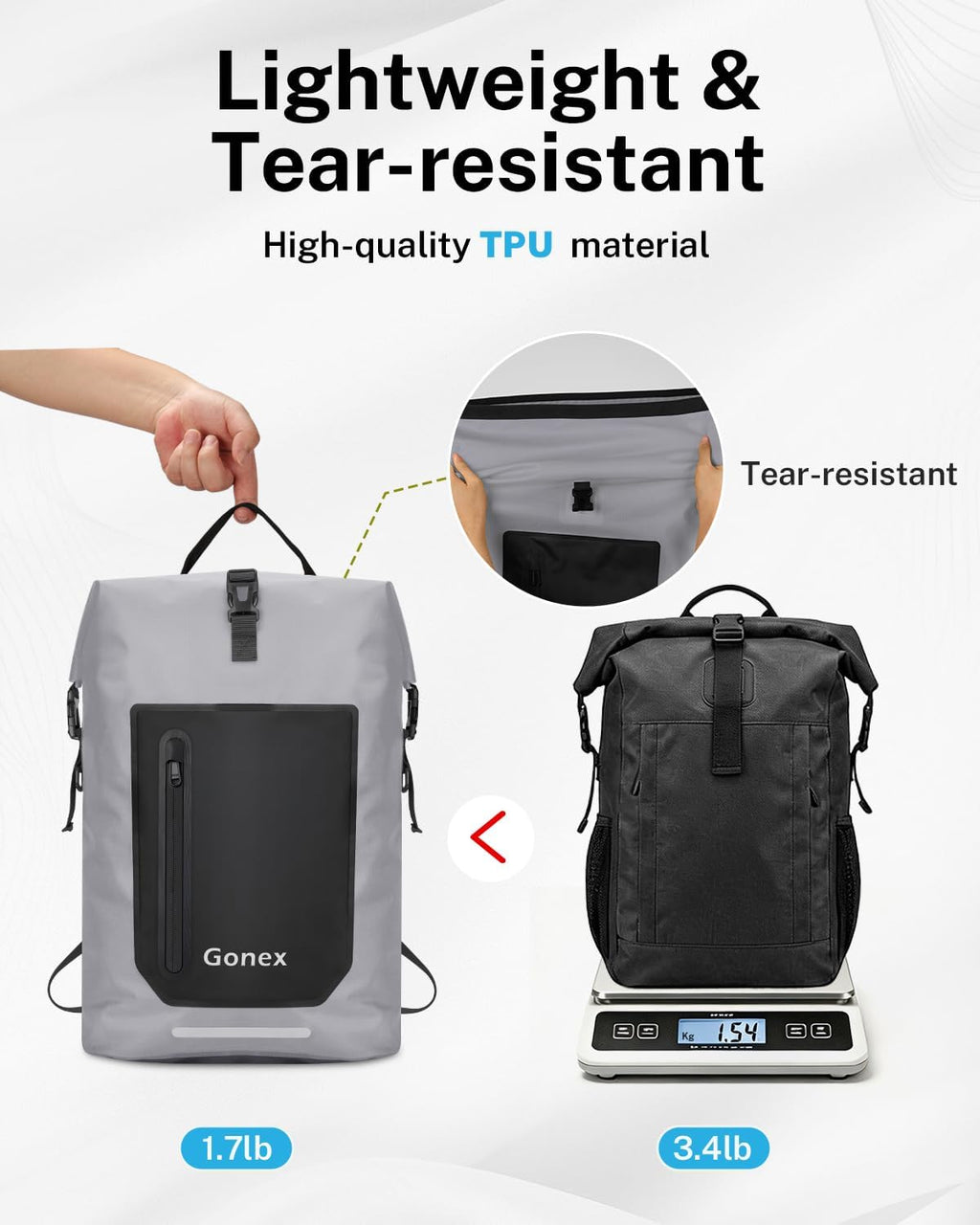 Gonex Waterproof Ultralight TPU Backpack 35L Roll Top Dry Bag, Kayaking