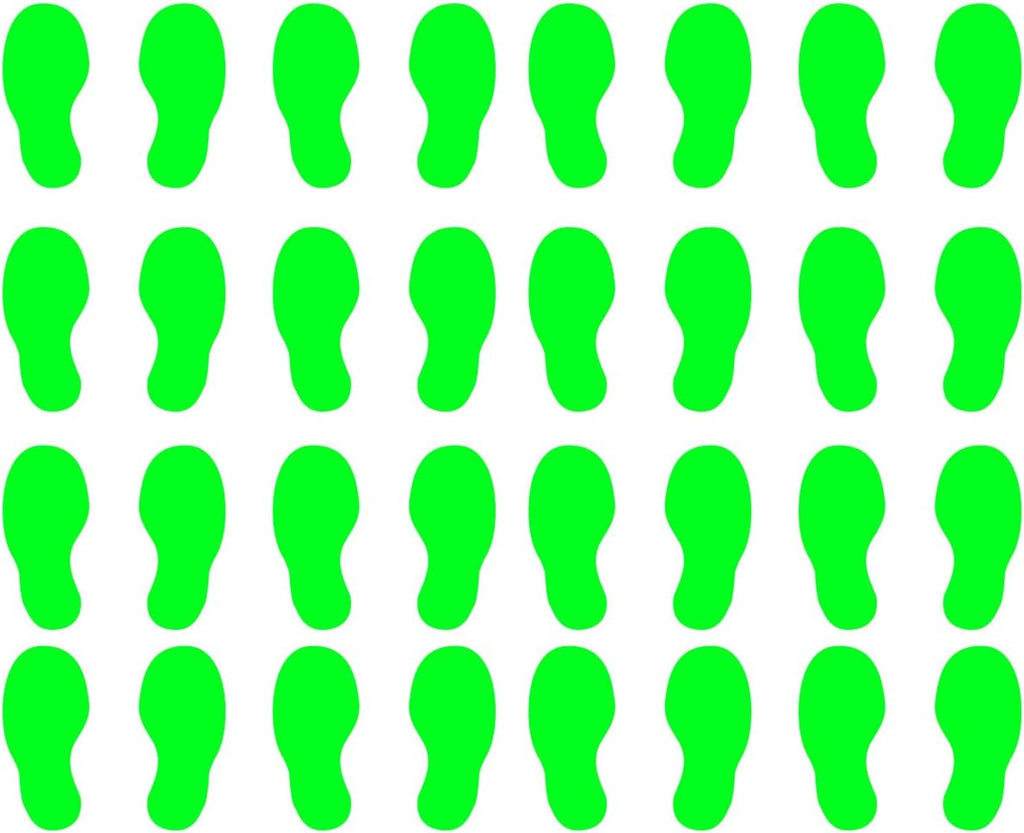 VWAQ Shoe Print Footprint Vinyl Decals - Peel and Stick Floor or Wall Stickers - 32 PCS (Lime Green)