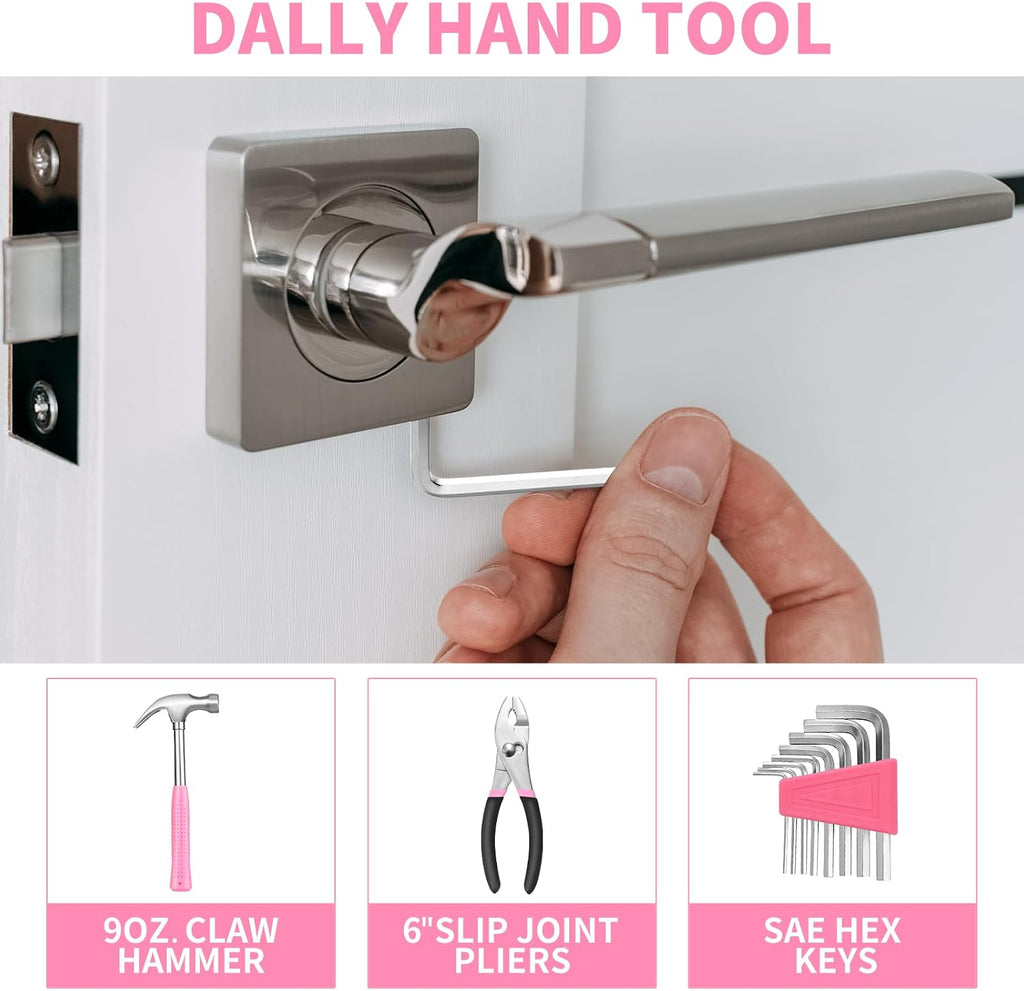HANGYING 39-Piece Household Tool Set, Pink Tool Kit for Women with Toolbox