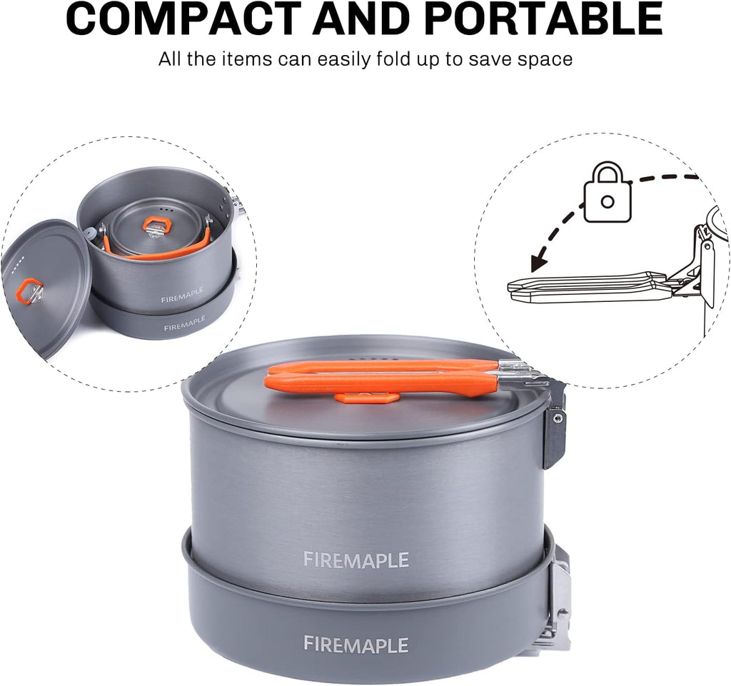 Fire-Maple Feast Outdoor Camping Cookware, Pot and Pan Set Stackable Kit