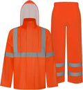 TCCFCCT High Visibility Rain Gear for Men - Waterproof High Vis Jacket & Pants, Class 3 Hi Vis Coat - Rain Suits for Men's Work & Outdoors, 4XL-5XL Orange WP