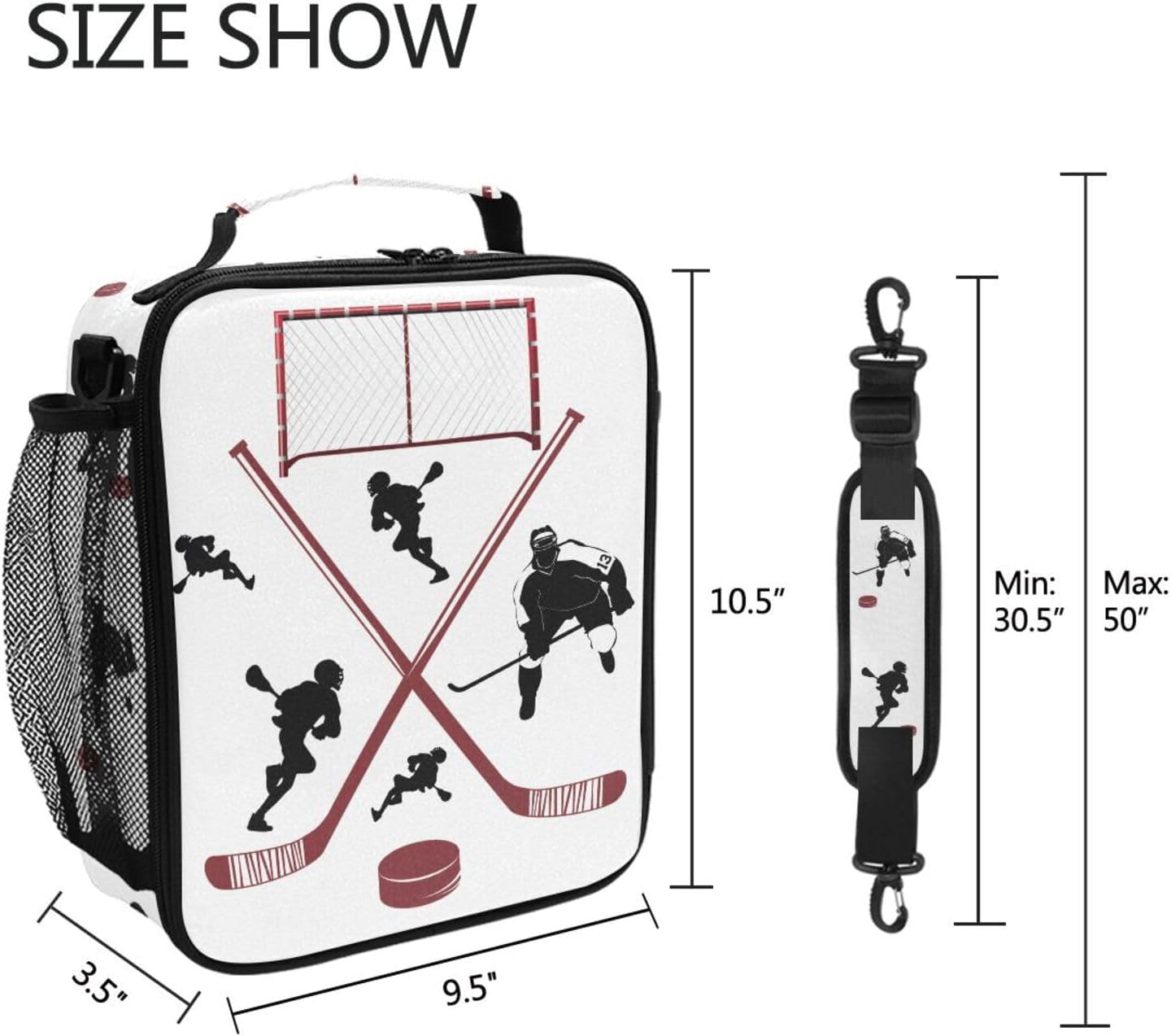 Hockey Lunch Box Insulated Lunch Bag Cooler Tote Bag