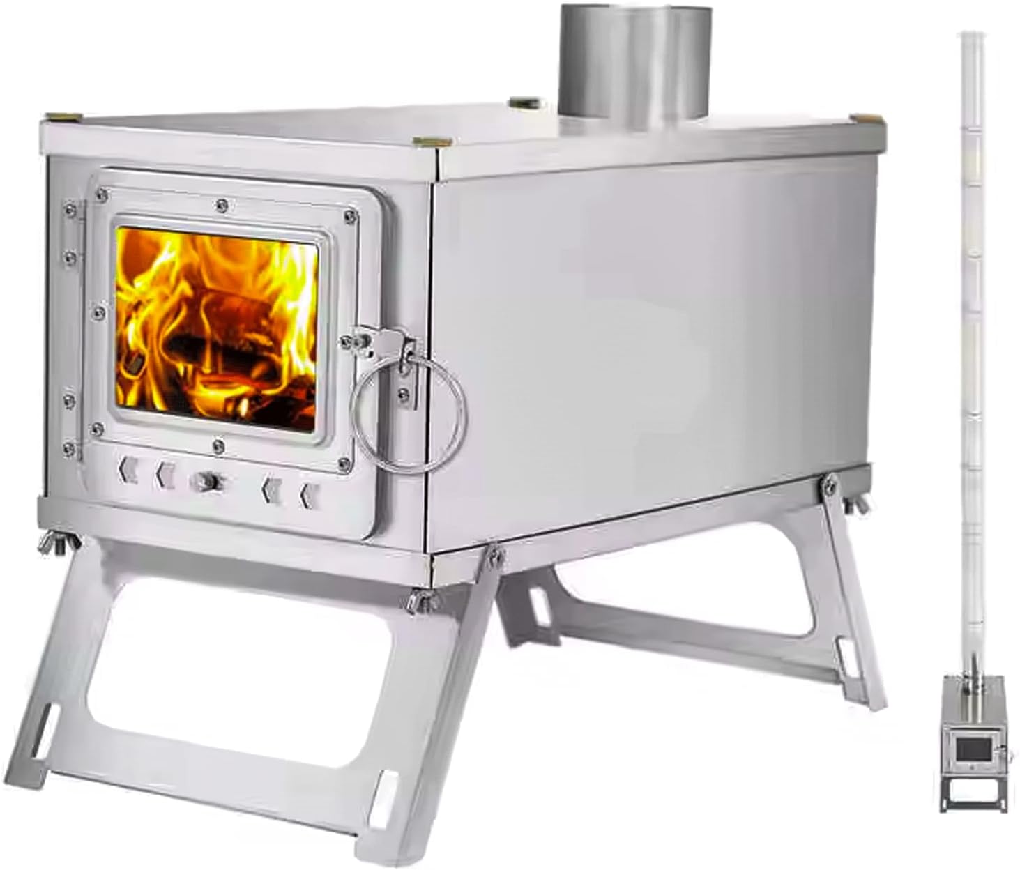 Portable Wood-Burning Stove for Camping with Backpack and 7.2 ft Chimney Pipe; Lightweight and Foldable for Tent, Hunting, Ice Fishing, Travel; Ideal Gift for Campers, Outdoor Accessories