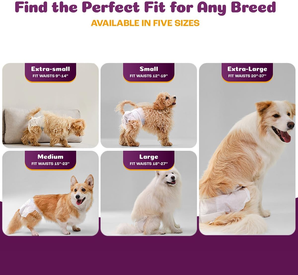 Inspire Pet Care Dog Diapers Female Dogs | Bulk Value Doggie Incontinence