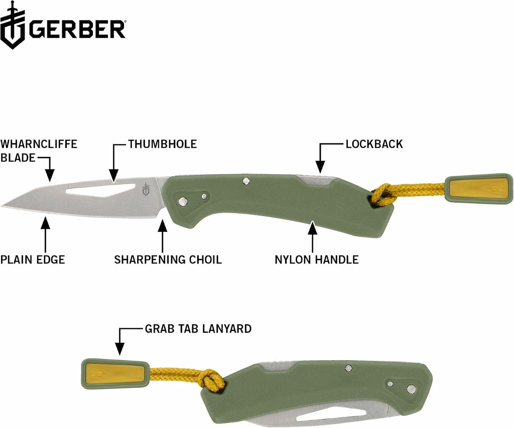 Gerber Gear LST Mini - Lightweight Folding Pocket Knife for Hiking, Camping - EDC Tool - Durable Stainless Steel Blade - Green
