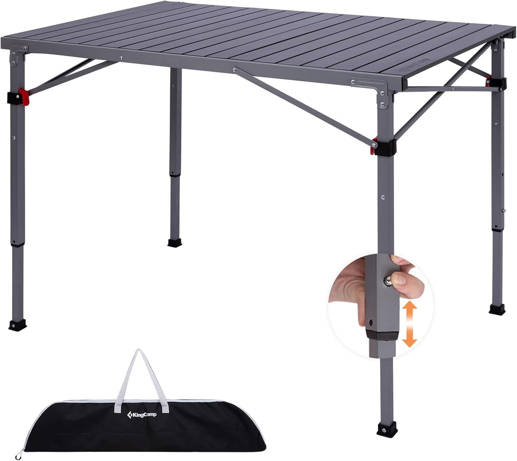 KingCamp 265 Lbs Folding Camping Table, 3-Height Heavy Duty Outdoor Table