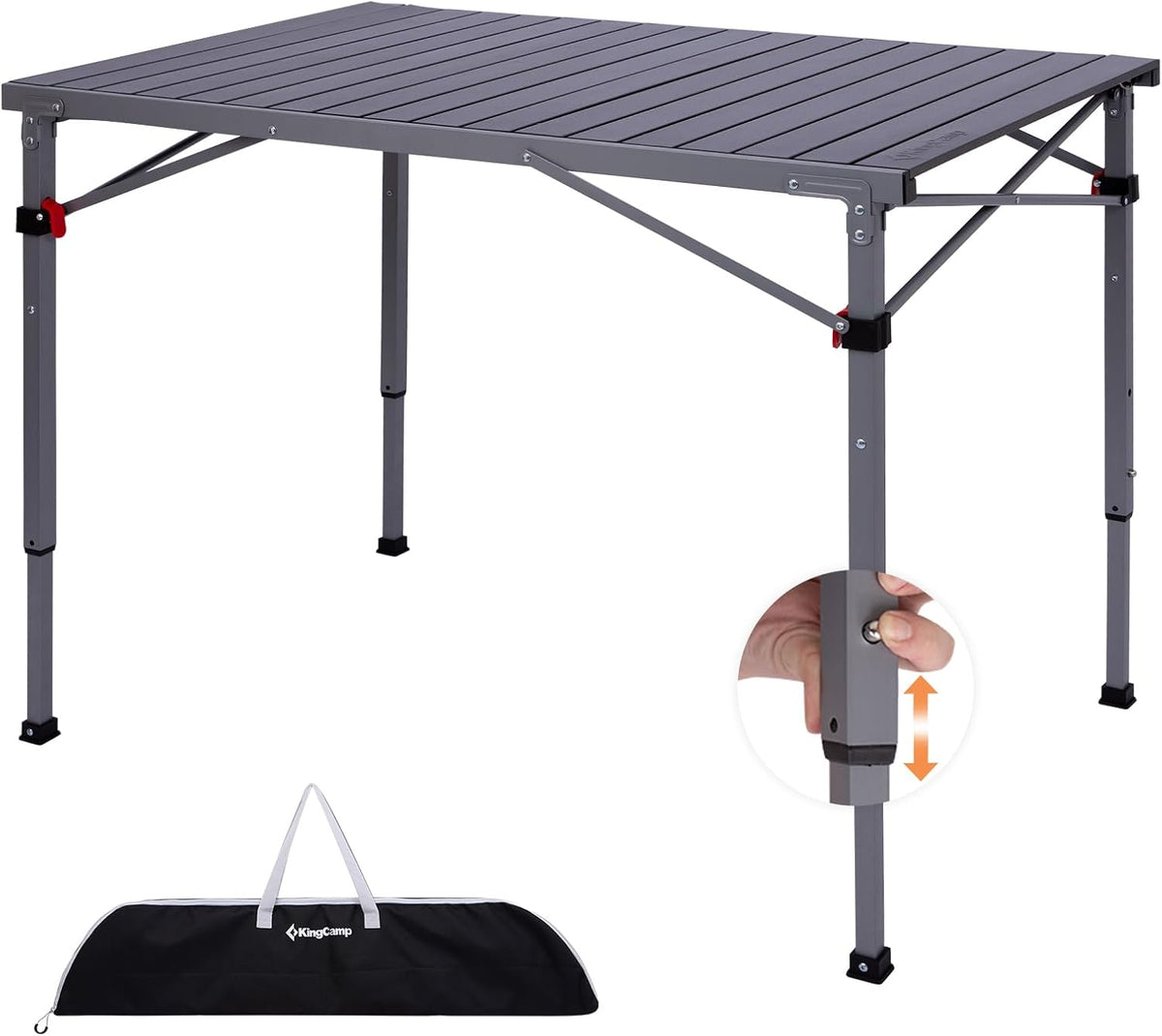 KingCamp 265 Lbs Folding Camping Table, 3-Height Heavy Duty Outdoor Table