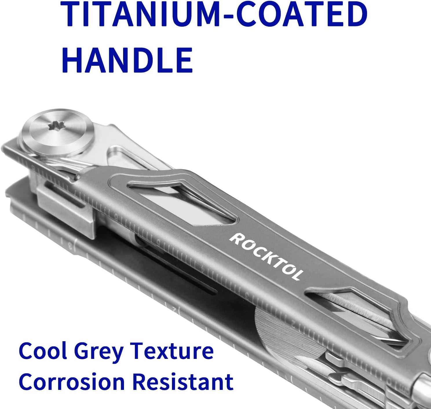 ROCKTOL Pocket Multitool ST02, VG-10 Blade, 12-in-1 Multi tool Knife,Titanium-Plated Handle,Pocket Clip,Large Scissors, Multi-tool for Camping, Hiking, Survival, EDC Gadget for Men